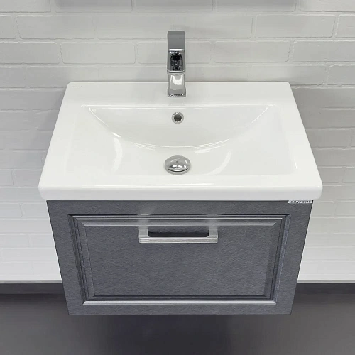 Тумба с раковиной Comforty Бросно-60П 00-00020428 оружейная сталь раковина Como 60 Тумба с раковиной Comforty Бросно-60П 00-00020428 оружейная сталь раковина Como 60