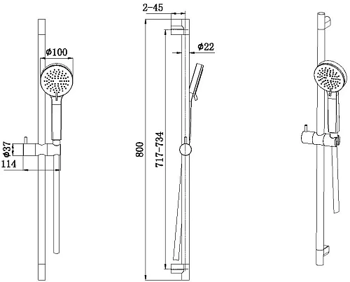 Душевой гарнитур Allen Brau Eclipse 5.E1008-31 черный матовый Душевой гарнитур Allen Brau Eclipse 5.E1008-31 черный матовый