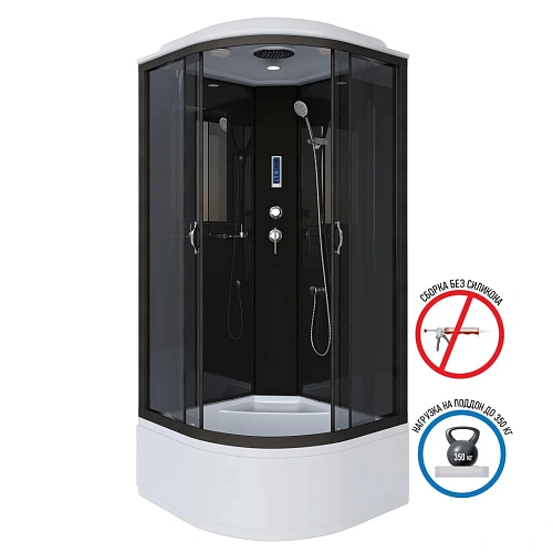 Душевая кабина Niagara Classic NG-6508-14P (900х900х2150) высокий поддон (40см) стекло тонированное алюминиевый черный 65081434P Душевая кабина Niagara Classic NG-6508-14P (900х900х2150) высокий поддон (40см) стекло тонированное алюминиевый черный 65081434P