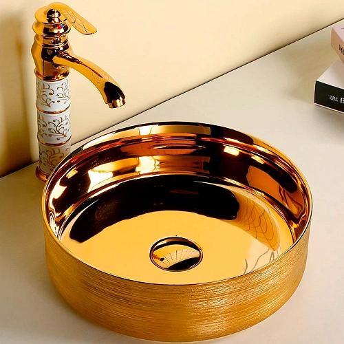 Раковина Ceruttispa CR7044AS 360х360х120 накладная, золото, круглая Раковина Ceruttispa CR7044AS 360х360х120 накладная, золото, круглая