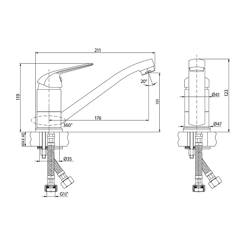 Смеситель для кухни Lemark Plus Advance LM1204C, хром Смеситель для кухни Lemark Plus Advance LM1204C, хром