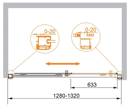 Душевая дверь CEZARES ANIMA-W-BF-1-130-P-Cr 130см стекло рифленое, профиль хром Душевая дверь CEZARES ANIMA-W-BF-1-130-P-Cr 130см стекло рифленое, профиль хром