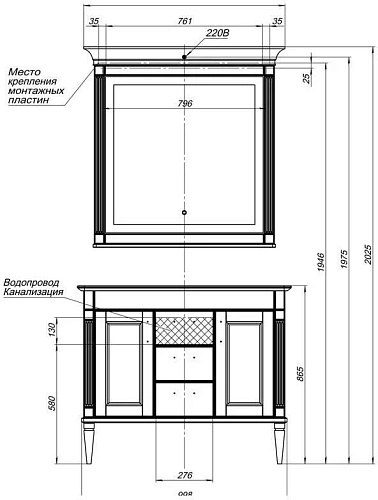 Комплект мебели Aquanet Селена 105 белый/серебро (3 ящика, 2 дверцы) 00233129 Комплект мебели Aquanet Селена 105 белый/серебро (3 ящика, 2 дверцы) 00233129
