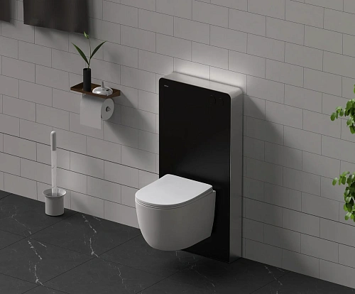 Инсталляционный модуль внешнего монтажа ABBER AC0107MB для подвесного унитаза, черный Инсталляционный модуль внешнего монтажа ABBER AC0107MB для подвесного унитаза, черный