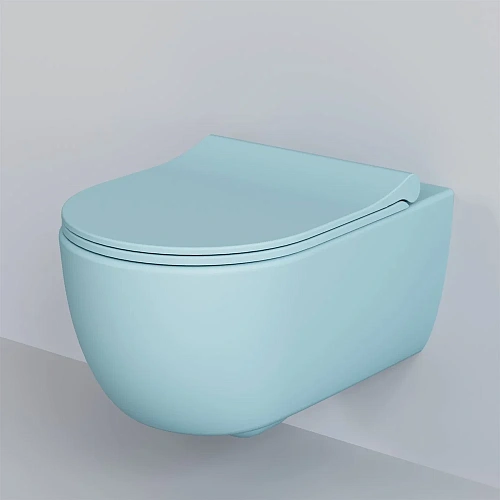 Унитаз подвесной Abner 103T20801R (545x360x330) матовый голубой безободковый с тонкой крышкой 103T20801R-102T20801S Унитаз подвесной Abner 103T20801R (545x360x330) матовый голубой безободковый с тонкой крышкой 103T20801R-102T20801S