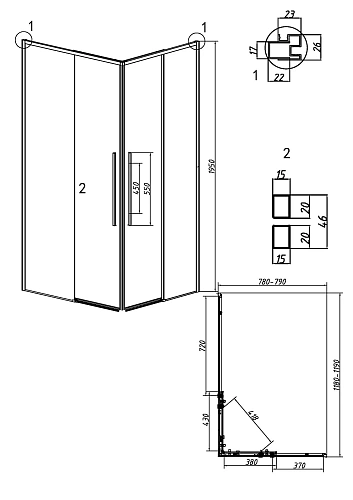 Душевой уголок GROSSMAN Galaxy 1/2.K33.01.12.21.10-1/2.K33.01.80.21.10 (120х80х195) раздвижная,черный матовый,стекло тонированное Душевой уголок GROSSMAN Galaxy 1/2.K33.01.12.21.10-1/2.K33.01.80.21.10 (120х80х195) раздвижная,черный матовый,стекло тонированное