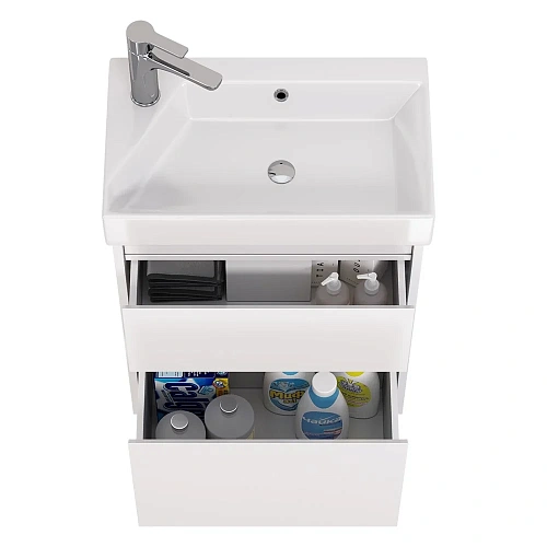 Тумба под раковину DREJA SLIM, 55 см, подвесная/напольная, 2 ящика, белый глянец 99.0400 Тумба под раковину DREJA SLIM, 55 см, подвесная/напольная, 2 ящика, белый глянец 99.0400