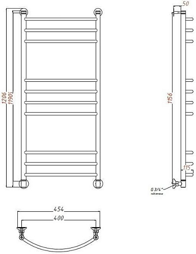 Полотенцесушитель водяной Aquanet Romeo(г2) 1200x400 00237062 Полотенцесушитель водяной Aquanet Romeo(г2) 1200x400 00237062