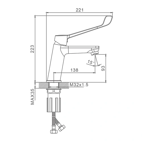 Смеситель для раковины Splenka S08.10 хирургический, хром Смеситель для раковины Splenka S08.10 хирургический, хром