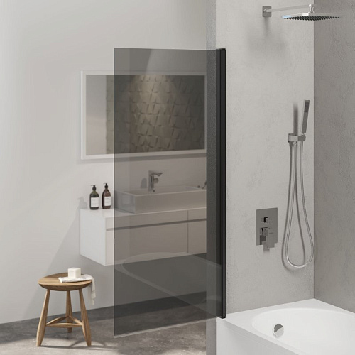 Шторка на ванну BERGES RIVER S Black 800 тонированное стекло 065016 Шторка на ванну BERGES RIVER S Black 800 тонированное стекло 065016