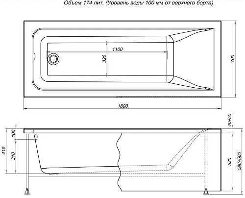 Акриловая ванна Aquanet Bright 180x70 00216304 Акриловая ванна Aquanet Bright 180x70 00216304