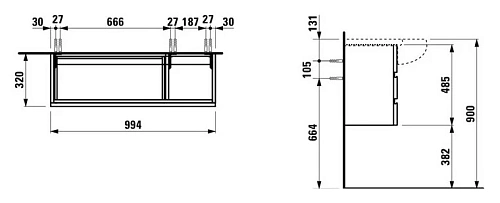 Тумба под раковину Laufen Alessi 2450.0 (4.2450.0.097.630.1), 990x320x480 мм Тумба под раковину Laufen Alessi 2450.0 (4.2450.0.097.630.1), 990x320x480 мм