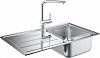 Картинка анонса товара «кухонная мойка grohe k500 из нержавеющей стали с корзинчатым вентилем, 31571sd0 и смеситель grohe mi 31573sd0»