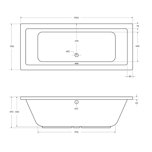 Акриловая ванна CEZARES PLANE-170-70-45-W37 1700x700 белый Акриловая ванна CEZARES PLANE-170-70-45-W37 1700x700 белый