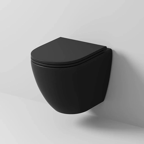 Унитаз подвесной GROSSMAN GR-4455BMSQ 490x370x360 черный матовый безободковый смыв торнадо бесшумный с сиденьем Унитаз подвесной GROSSMAN GR-4455BMSQ 490x370x360 черный матовый безободковый смыв торнадо бесшумный с сиденьем