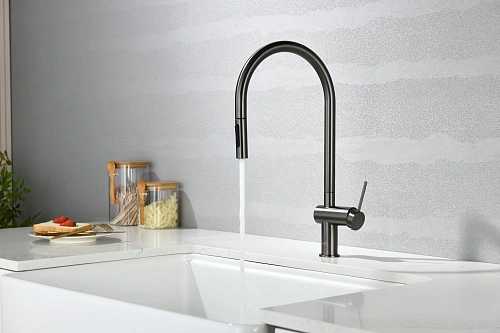 Смеситель для кухни AQUAme Cucina AQM9901GM с выдвижным изливом, металл Смеситель для кухни AQUAme Cucina AQM9901GM с выдвижным изливом, металл