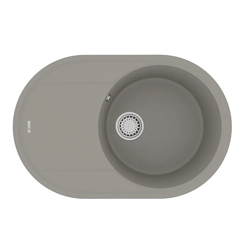 Кухонная мойка Lemark LACHA 760 врезная овальная из кварцгранита, с крылом, грей 9910057 Кухонная мойка Lemark LACHA 760 врезная овальная из кварцгранита, с крылом, грей 9910057