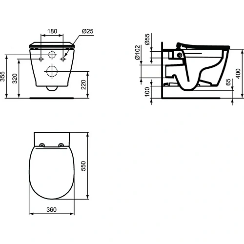 Унитаз подвесной Ideal Standard CONNECT Rimless E822301 с сиденьем Унитаз подвесной Ideal Standard CONNECT Rimless E822301 с сиденьем