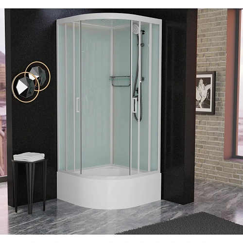 Душевая кабина Frank F400/2 М White белый профиль матовое стекло 100x100 20034 Душевая кабина Frank F400/2 М White белый профиль матовое стекло 100x100 20034