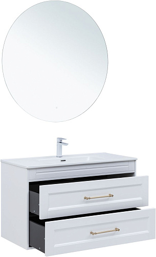 Тумба под раковину Aquanet Бостон new 100 00347183 белый сатин ручки золото Тумба под раковину Aquanet Бостон new 100 00347183 белый сатин ручки золото