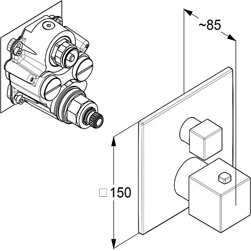 Смеситель для душа Kludi DECUS 54885N275 встраиваемый с термостатом для SLIM.BOXX 88022 оружейная сталь Смеситель для душа Kludi DECUS 54885N275 встраиваемый с термостатом для SLIM.BOXX 88022 оружейная сталь