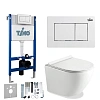 Комплект унитаза Timo KULO TWC-01+FP-004W+TK-403 белый с инсталляцией, клавишей смыва REKO белая с шумоизоляцией и креплениями