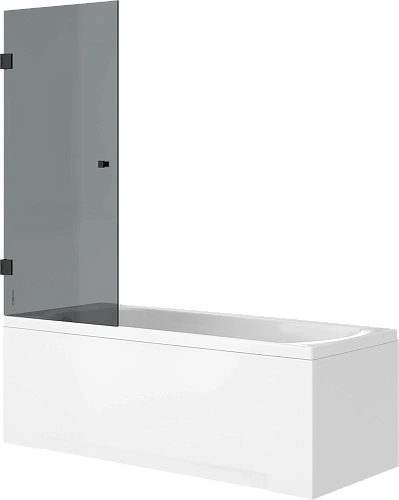 Шторка на ванну STWORKI Ольборг распашная, 70х140, профиль черный матовый, тонированное стекло 58312 583122 Шторка на ванну STWORKI Ольборг распашная, 70х140, профиль черный матовый, тонированное стекло 58312 583122