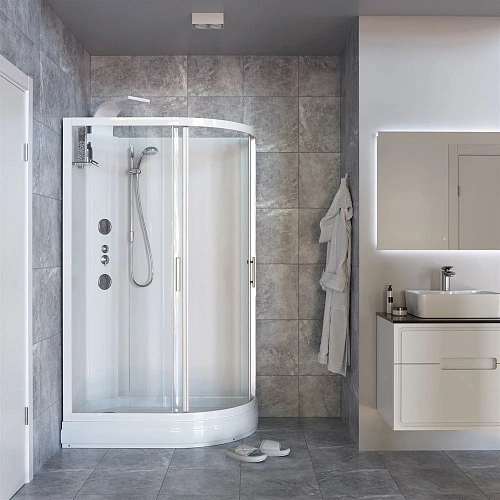 Душевая кабина Taliente с гидромассажем, 120x80x220см левая, профиль белый, прозрозрачное стекло, бе TA-128CW(L) Душевая кабина Taliente с гидромассажем, 120x80x220см левая, профиль белый, прозрозрачное стекло, бе TA-128CW(L)