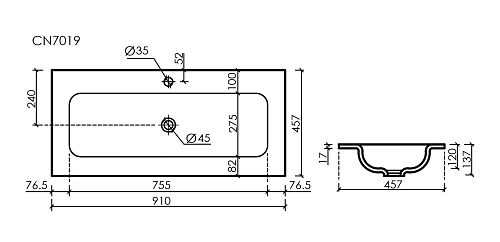 Раковина Ceramica Nova Grace CN7019MBwx мебельная 910x457x137 без отверстия под смеситель, 910x457x137 черный матовый Раковина Ceramica Nova Grace CN7019MBwx мебельная 910x457x137 без отверстия под смеситель, 910x457x137 черный матовый