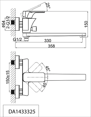 Смеситель для ванны D&K Berlin Technische длинный излив черный (DA1433325) Смеситель для ванны D&K Berlin Technische длинный излив черный (DA1433325)
