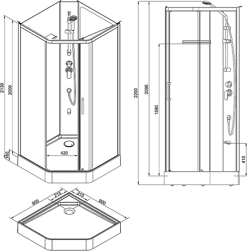 Душевая кабина Aquanet Passion P 3.0 90x90 00348370 прозрачное стекло, поддон низкий, двери раздвижные Душевая кабина Aquanet Passion P 3.0 90x90 00348370 прозрачное стекло, поддон низкий, двери раздвижные