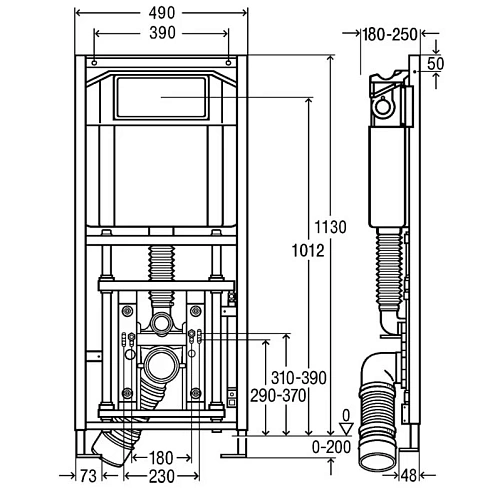 Инсталляция для унитаза Viega WC-Elemen 708764 с изменяемой высотой Инсталляция для унитаза Viega WC-Elemen 708764 с изменяемой высотой