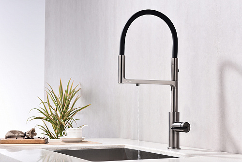 Смеситель для кухни Paulmark TORNADO вороненая сталь To213402-GM Смеситель для кухни Paulmark TORNADO вороненая сталь To213402-GM