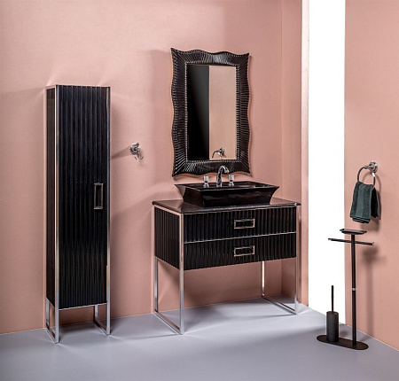 Шкаф-пенал Armadi Art Monaco черная глянец + хром (без ножек), подвесной 868-BCR Шкаф-пенал Armadi Art Monaco черная глянец + хром (без ножек), подвесной 868-BCR