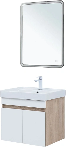 Тумба под раковину Aquanet Оптима 60 00344799 дуб светлый/белый сатин Тумба под раковину Aquanet Оптима 60 00344799 дуб светлый/белый сатин