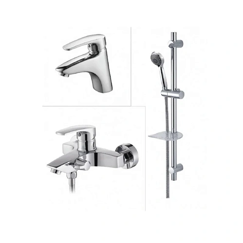 Комплект смесителей Kaiser Guss 6800К с душевой штангой и лейкой Комплект смесителей Kaiser Guss 6800К с душевой штангой и лейкой