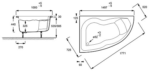 Акриловая ванна Jacob Delafon Micromega Duo 150x100 E5TN1170RU-00 левая Акриловая ванна Jacob Delafon Micromega Duo 150x100 E5TN1170RU-00 левая