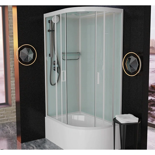 Душевая кабина Frank F412/2L М левосторонняя White белый профиль матовое стекло 120x80 20036 Душевая кабина Frank F412/2L М левосторонняя White белый профиль матовое стекло 120x80 20036