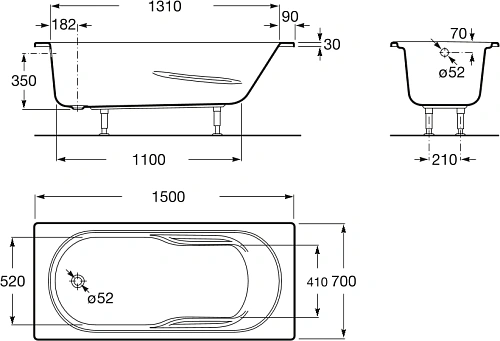 Акриловая ванна Roca Genova-N 248351000 150x70 Акриловая ванна Roca Genova-N 248351000 150x70