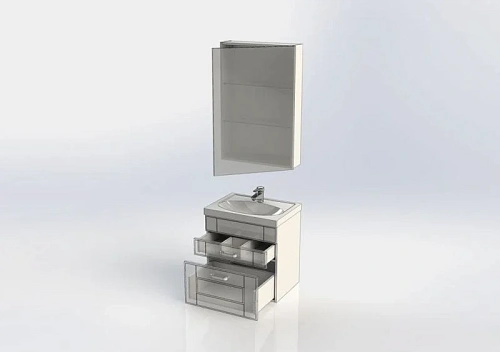 Комплект мебели Aquanet Рондо 60 белый (2 ящика, зеркало камерино) 00195699 Комплект мебели Aquanet Рондо 60 белый (2 ящика, зеркало камерино) 00195699