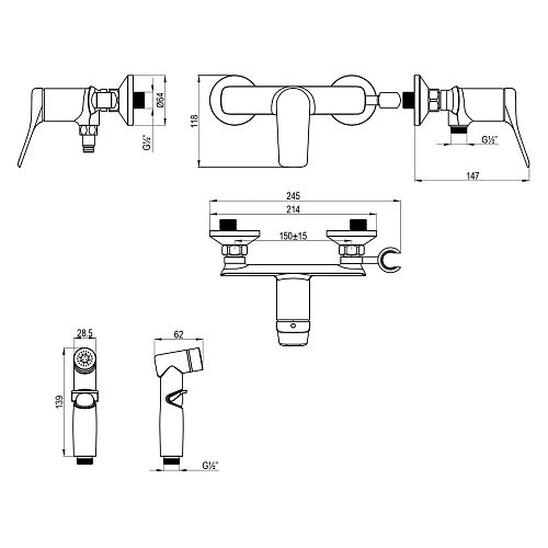 Гигиенический душ Lemark Ortus LM11318C, хром Гигиенический душ Lemark Ortus LM11318C, хром