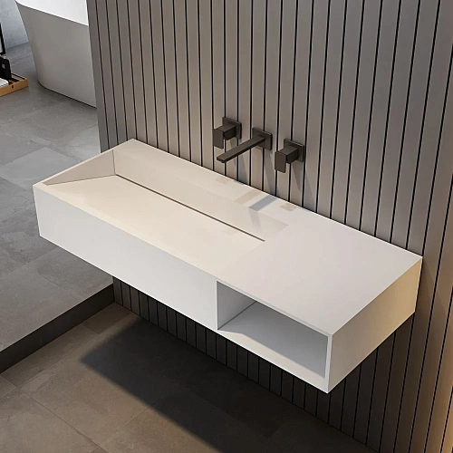 Тумба с раковиной ABBER Stein AS2640-1.2 R подвесная, белая матовая Тумба с раковиной ABBER Stein AS2640-1.2 R подвесная, белая матовая