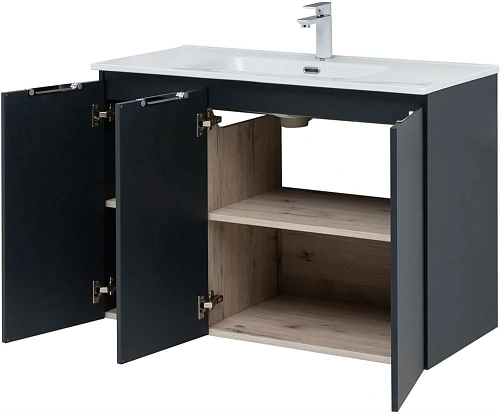 Тумба под раковину Aquanet Алвита New 100 3 дверцы, антрацит 00277531 Тумба под раковину Aquanet Алвита New 100 3 дверцы, антрацит 00277531