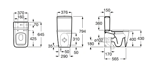 Чаша напольного унитаза Roca Inspira Square 342537000 Чаша напольного унитаза Roca Inspira Square 342537000