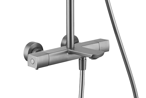 Душевая система Kaiser Cube с термостатом вороненая сталь 01382-15 Душевая система Kaiser Cube с термостатом вороненая сталь 01382-15