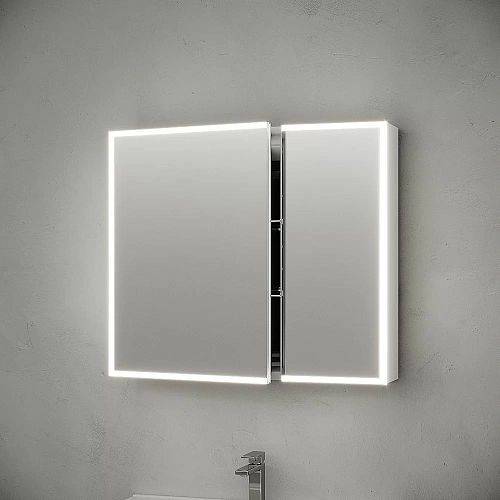 Зеркальный шкаф Sancos Evoke SC8080 800x700х136 мм из алюминия с LED подсветкой Зеркальный шкаф Sancos Evoke SC8080 800x700х136 мм из алюминия с LED подсветкой