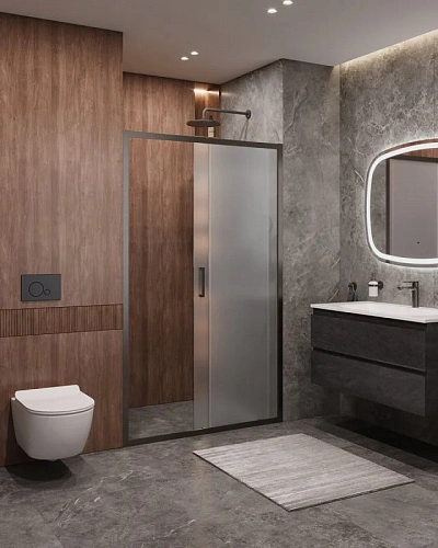 Душевая дверь CEZARES MOLVENO-BF-1-120-P-GM цвет профиля оружейная сталь стекло рифленое Душевая дверь CEZARES MOLVENO-BF-1-120-P-GM цвет профиля оружейная сталь стекло рифленое