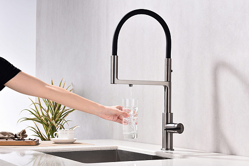 Смеситель для кухни Paulmark TORNADO вороненая сталь To213402-GM Смеситель для кухни Paulmark TORNADO вороненая сталь To213402-GM