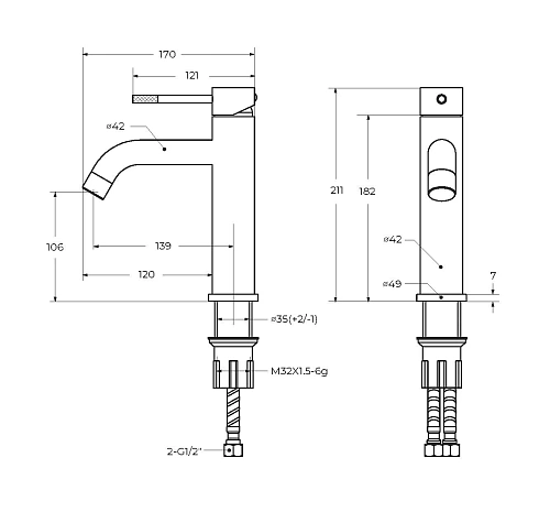 Смеситель для раковины CEZARES RELAX-LS1-IN с донным клапаном, сатин Смеситель для раковины CEZARES RELAX-LS1-IN с донным клапаном, сатин