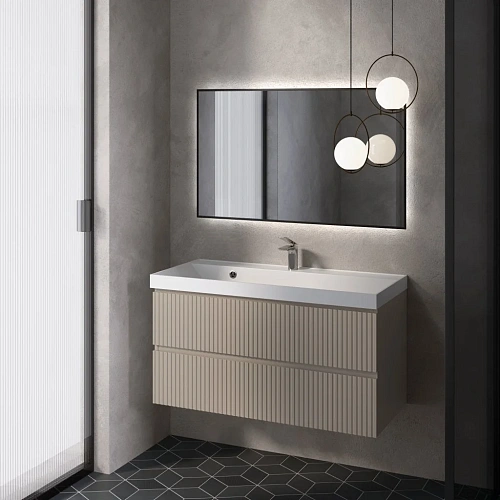 Тумба под раковину AQUAme AQM900110BG S1 подвесная 100 см бежевый Тумба под раковину AQUAme AQM900110BG S1 подвесная 100 см бежевый